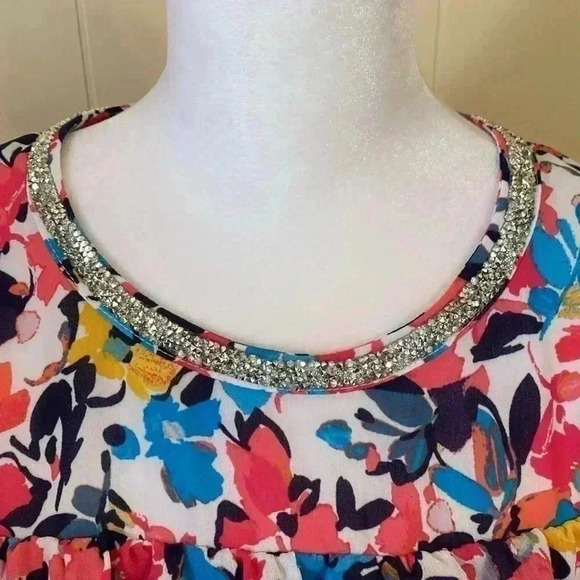 Juicy Couture Embellished Floral Flutter Sleeve Blouse in Size XL. - Picture 5 of 10